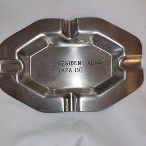 Vintage USS President Adams APA 19 Metal Ashtray from the 1940s